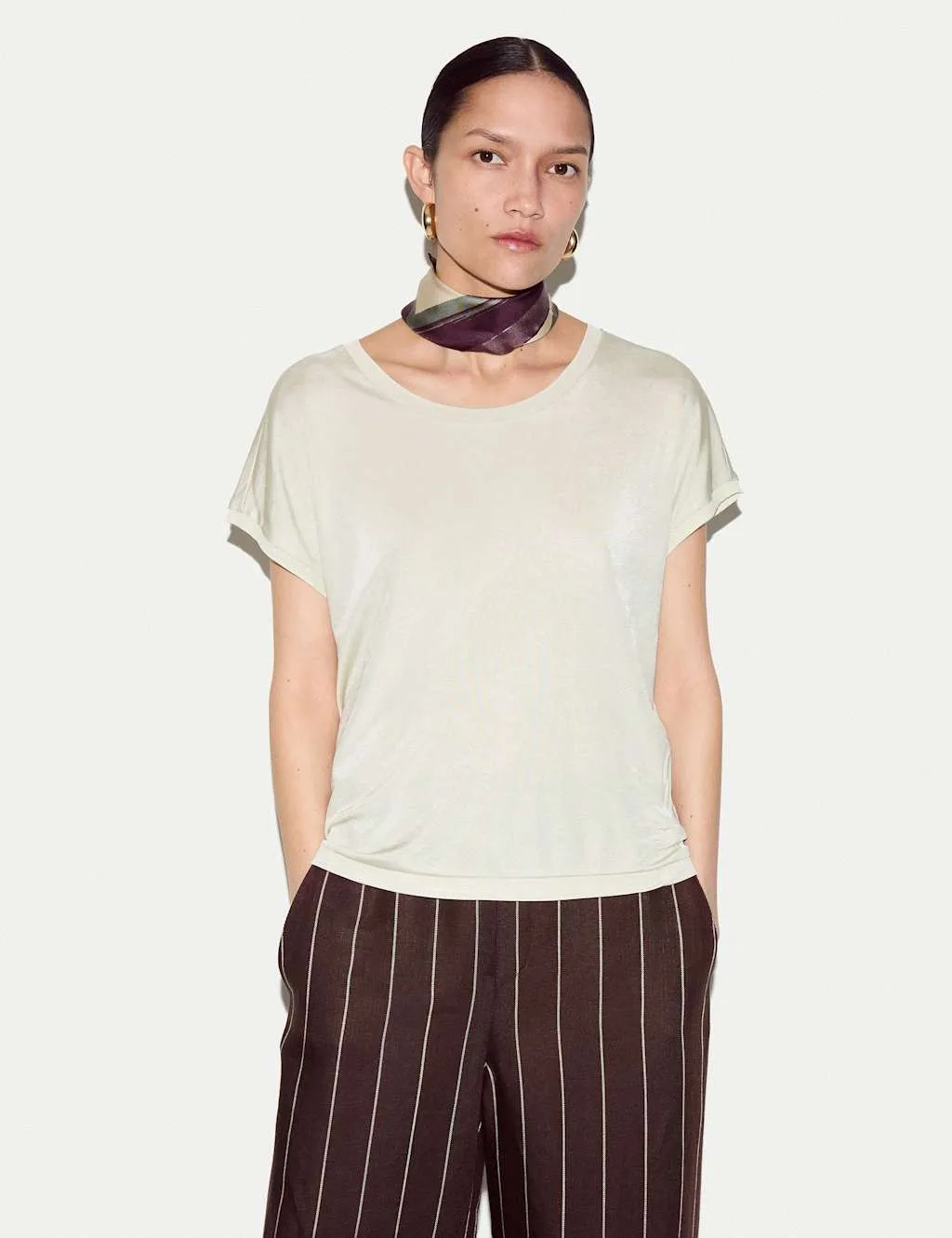 Jersey Round Neck Top Olive female - Jigsaw - FashionsVida