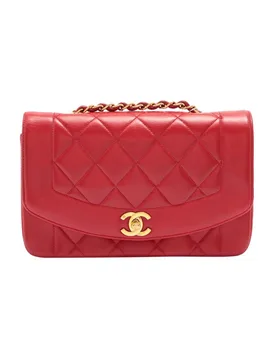 Red Lambskin Quilted Diana Flap Bag - Chanel - FashionsVida