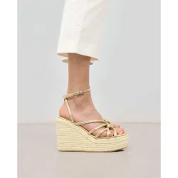 Sandalias de tiras de mujer con plataforma en yute