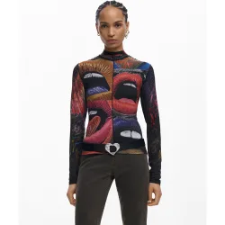 Camiseta de mujer manga larga cuello alto