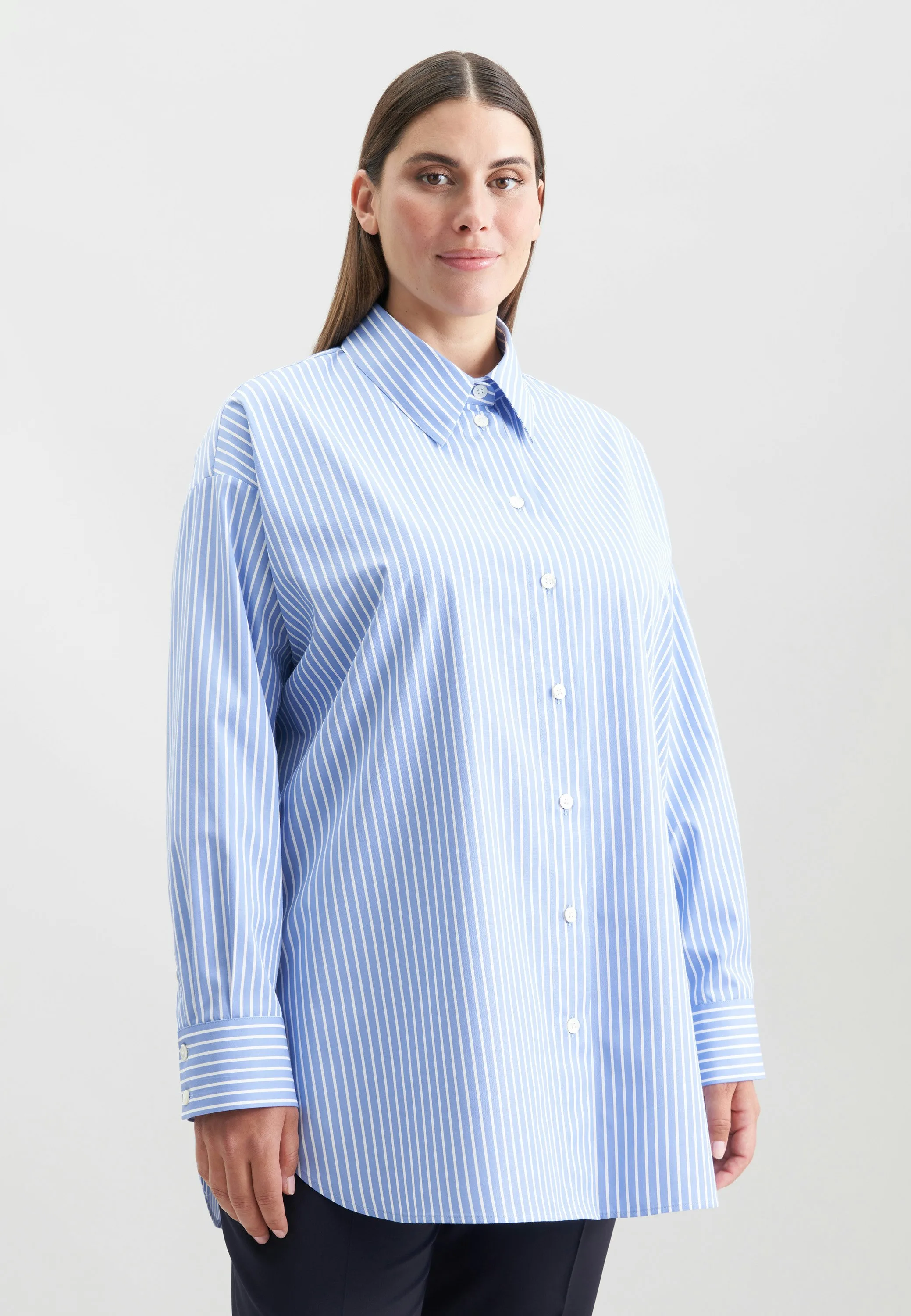 Oversized Hemdbluse aus Baumwolltwill Blau 52 - Seidensticker.com - FashionsVida