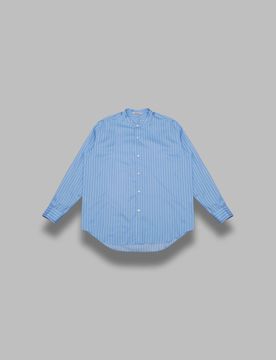 Cotton silk stripe stand collar shirt