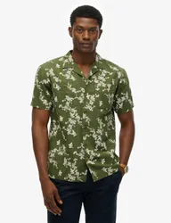 Linen Blend Printed Shirt Olive male