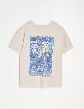 T-shirt in cotone con stampa sul retro - beige