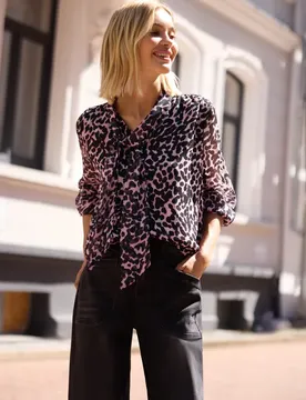 Street One Langarm Bluse aus Chiffon mit Schleife female Rosa