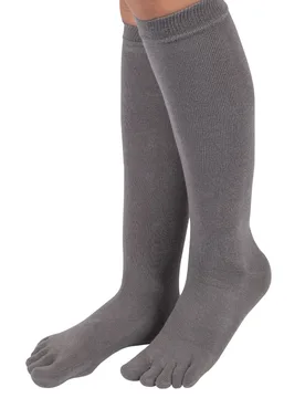Mens and Women's 1 Pair TOETOE Essential Knee High Toe Socks Grey 4-11 UK - Grey - Size: 4-11 UK - SockShop - FashionsVida