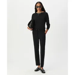Pantalón recto de mujer con cintura elástica y cordón de ajuste