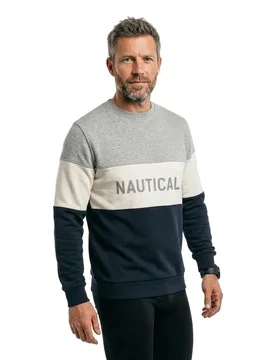 Felpa Rob Grey Melange / Pearl / Dark Navy M - Sea Ranch - FashionsVida