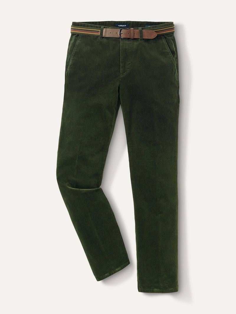 Gürtel-Cord Chino, Regular Fit#normale Größen#schlanke Größen#untersetzte Größen, Farbe Grün, 50, inklusive Gürtel elastisch und bequem Herre