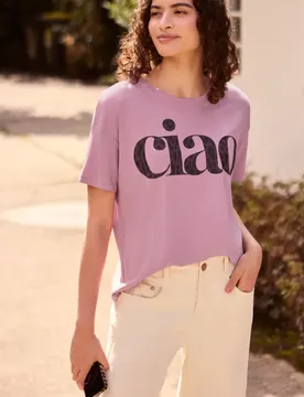 Street One T-Shirt mit Rundhals und Wording female Rosa