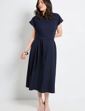 Womens Formal Tie Waist Midi Dress - Navy - Size 14 Uk - Principles - FashionsVida
