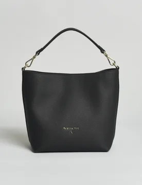 Borsa a secchiello in pelle martellata nera con tracolla removibile - Patrizia pepe - FashionsVida