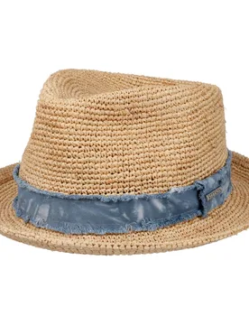 Crochet Raffia Fedora Straw Hat by - nature - Female - Size: M (56-57 cm) - Stetson - FashionsVida