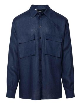 Dolce & Gabbana Camicia in lino blu
