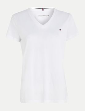 T-Shirt mit V-Ausschnitt Weiß L