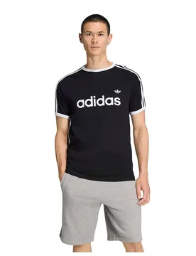 T-shirt à Manches Courtes 3 Stripes Slim Ringer Black XL