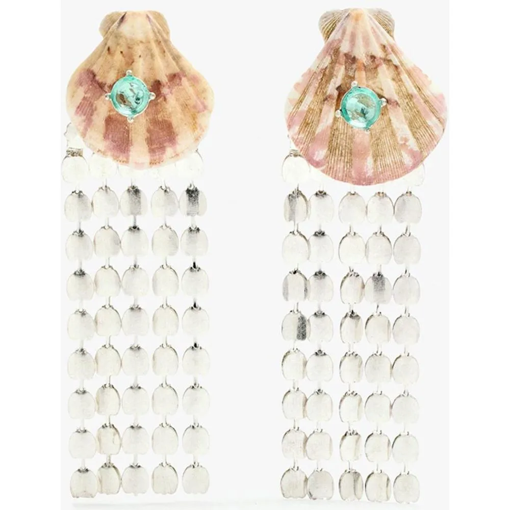 Pendientes con concha decorativa y flecos con cuentas - Parfois - FashionsVida