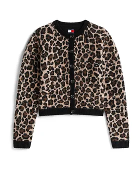 LEOPARD CARDIGAN braun L damen - TOMMY JEANS - FashionsVida