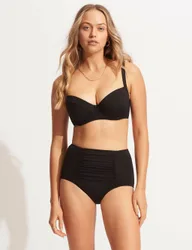 Collective Ruched High Waisted Bikini Bottoms Black Female