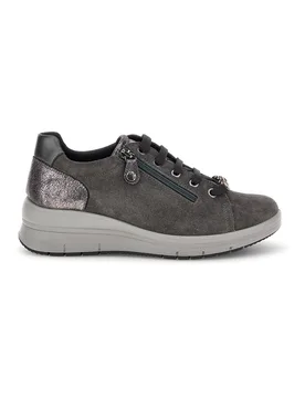 Scarpe grigie in pelle con lacci e zip 205721717018 39 - Imac - FashionsVida