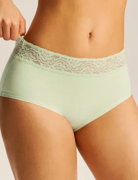 Set de 3 bragas de algodón suave con borde de encaje a la cintura media para mujer - Shein - FashionsVida