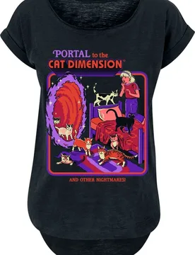 T-Shirt - Portal to the cat dimension - S bis 3XL - für Damen - Größe M - schwarz - Frauen - female - Steven Rhodes - FashionsVida