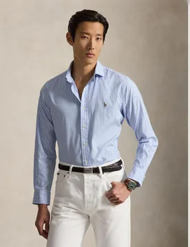 Camisa Oxford de hombre de pinpoint con rayas - Polo Ralph Lauren - FashionsVida