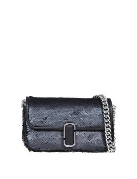 Borsa mini in tessuto con pailettes e logo