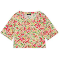Blusa de mujer corte crop con estampado floral