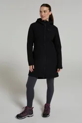 Fern' Water Resistant Longline Fur Lined Softshell Jacket - Black - Size: 16