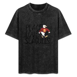 Peace, Love, Seagulls T-Shirt Simple Solid Color Crew Neck Tee