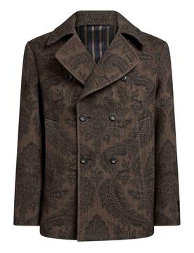 Caban Doppiopetto Con Stampa Paisley