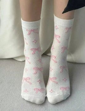 Par/4 pares de calcetines dulces para mujer con lazos rosas, adecuados para uso diario, adecuados para todas las estaciones y una buena opción para r