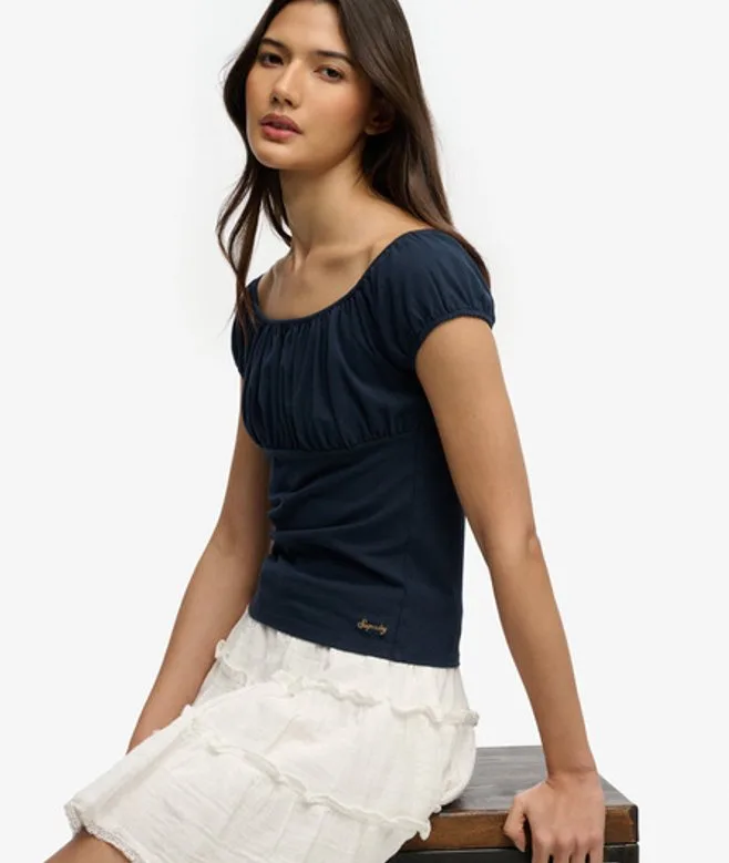 Superdry Damen Athletic Essentials Gerafftes Top Navy - Größe: 36 - 24.99 - FashionsVida