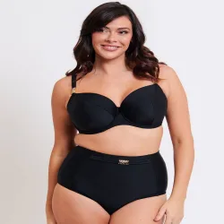 Salento Coast Padded Balcony Bikini Top Swimwear - Black - Size: 38F