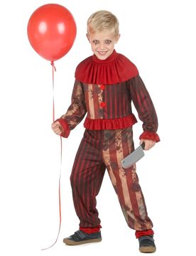 Killerclown Halloween-Kostüm für Jungen rot-schwarz-weiß - male