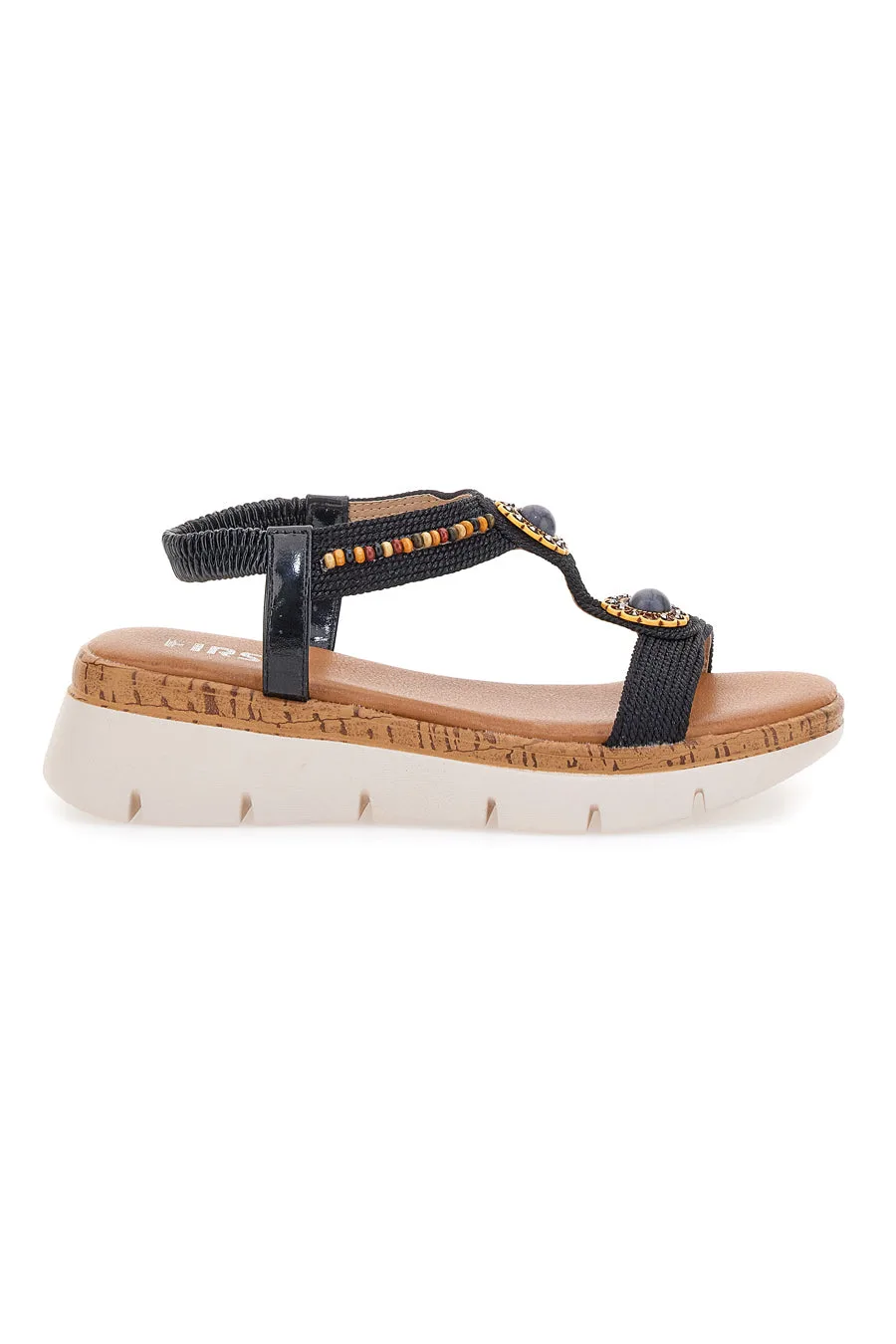Sandali Neri Con Applicazioni e Perline 60785 36 - THE FIRST - FashionsVida
