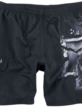 Badeshort - Broken Logo - M bis 3XL - für Männer - Größe L - schwarz/grau - Lizenziertes Merchandise! - Männer - male