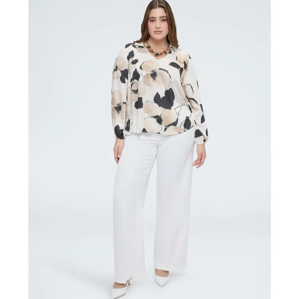 Blusa de mujer de raso con estampado floral para un efecto luminoso - Fiorella Rubino - FashionsVida