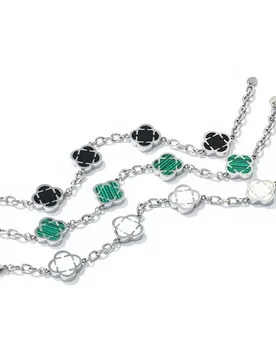 Stainless Steel Four Leaf Clover Bracelet, Multi-color Malachite/Black/White Clover Link Chain Bracelet for Women - Aliexpress - FashionsVida