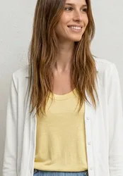 Leichte Langarm Jacke in Leinen-Optik female Weiß