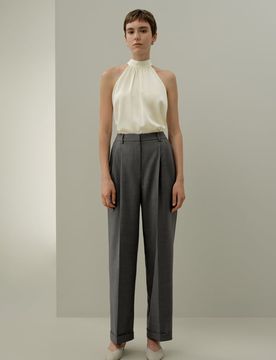 Pantaloni Lana Seta Eleganti Donna 52 Lavabili Traspiranti con Piega