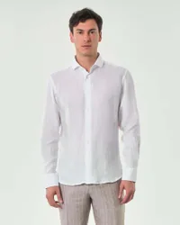 Camicia bianca in puro lino tinto filo