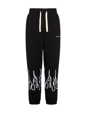 Pantalone Tuta Leggero Uomo Embroidered Flames Pants Black/white