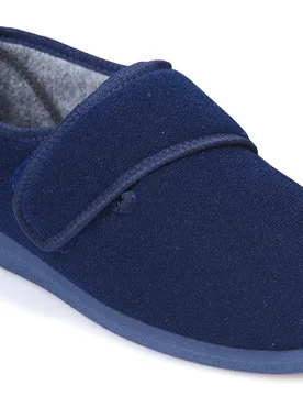 Richie Men's Extra Wide Slippers for Swollen Feet - Navy - Size: 9 XXW - Cosyfeet - FashionsVida