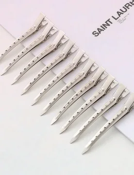 Piezas/24 piezas/12 piezas de pinzas de pelo de metal con pico de pato para mujeres, para peinar y seccionar, pasadores de pelo plateados para cabello - Shein - FashionsVida
