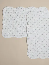 Set of 2 Pure Cotton Quilted Coastal Placemats White Mix