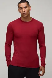 Herren Essentielles Muskelbetontes Langarm-Oberteil Red Größe Small