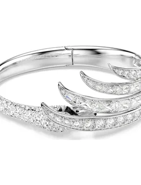 Bracciale rigido Vienna, Taglio misto, Cigno, Bianco, Placcato rodio M - Swarovski - FashionsVida