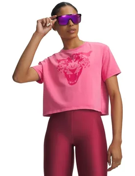Hb Run Heavyweight Wash City Short Sleeve T-shirt Pink / Reflective M Women - Under armour - FashionsVida
